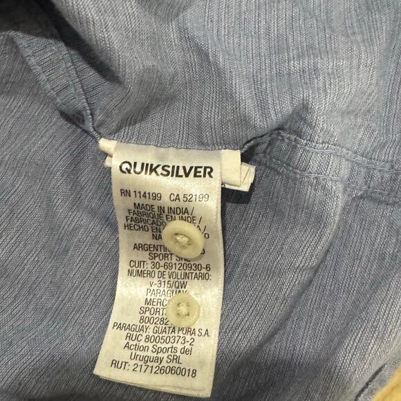 QuickSilver Men’s SS Button Down Blue Shirt Sz M - Picture 6 of 9